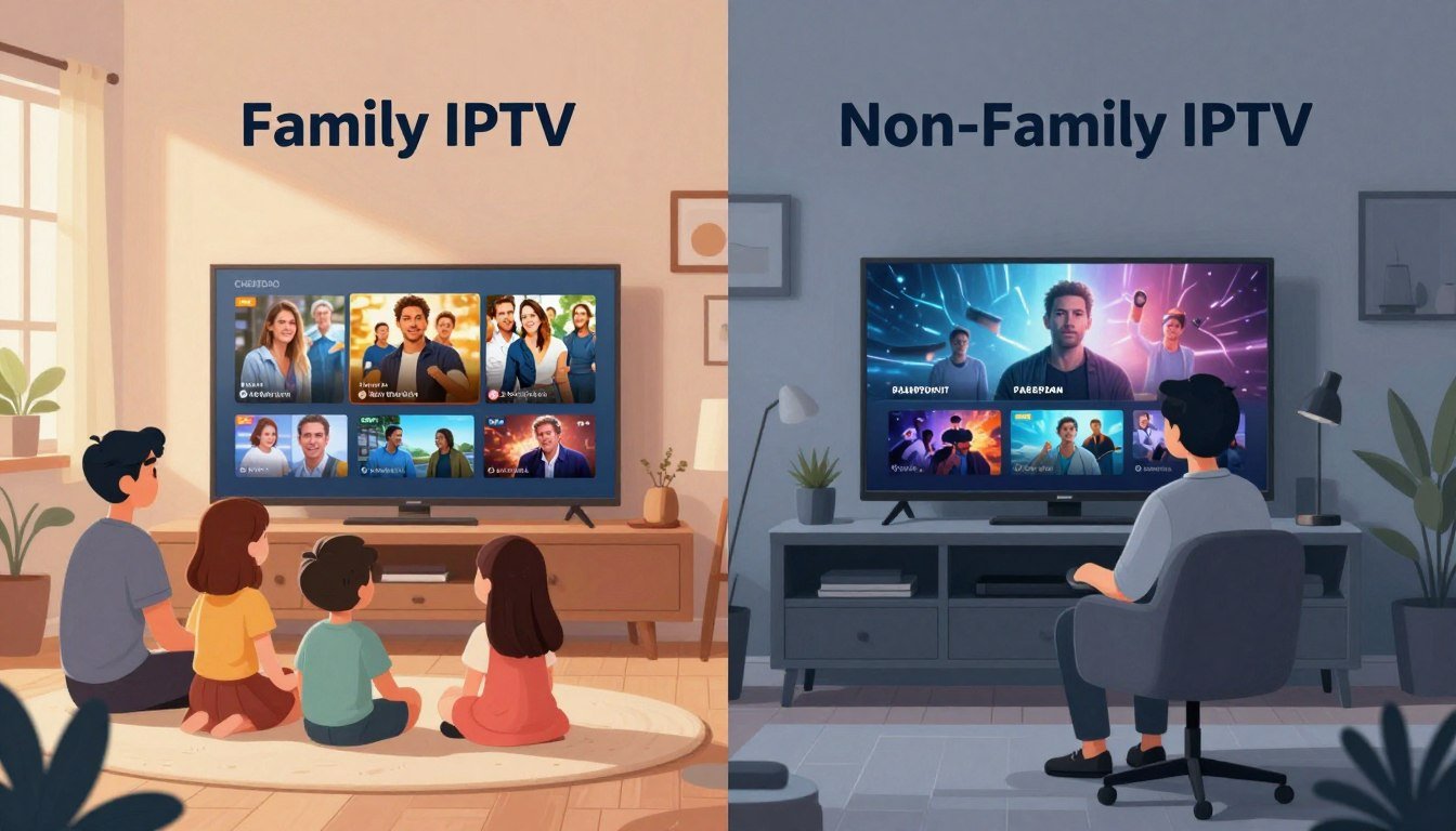 الفرق بين IPTV عائلي و IPTV غير عائلي: دليل شامل لاختيار أفضل اشتراك IPTV في 2026